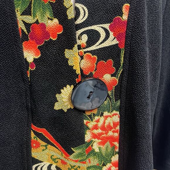 Soft Surroundings Jacket Blazer size Large Black Red Floral Oriental Stretch - Picture 5 of 10